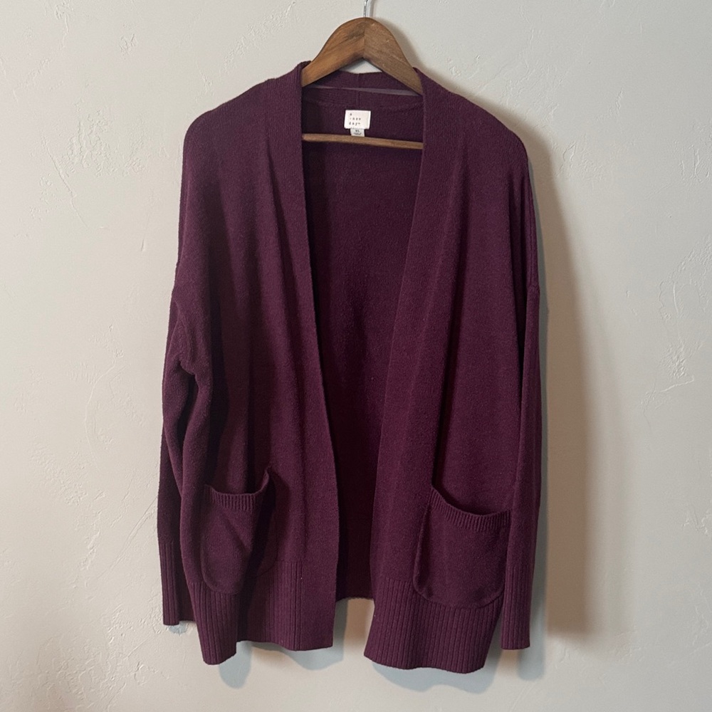 Women's Purple Open-Front Sweater